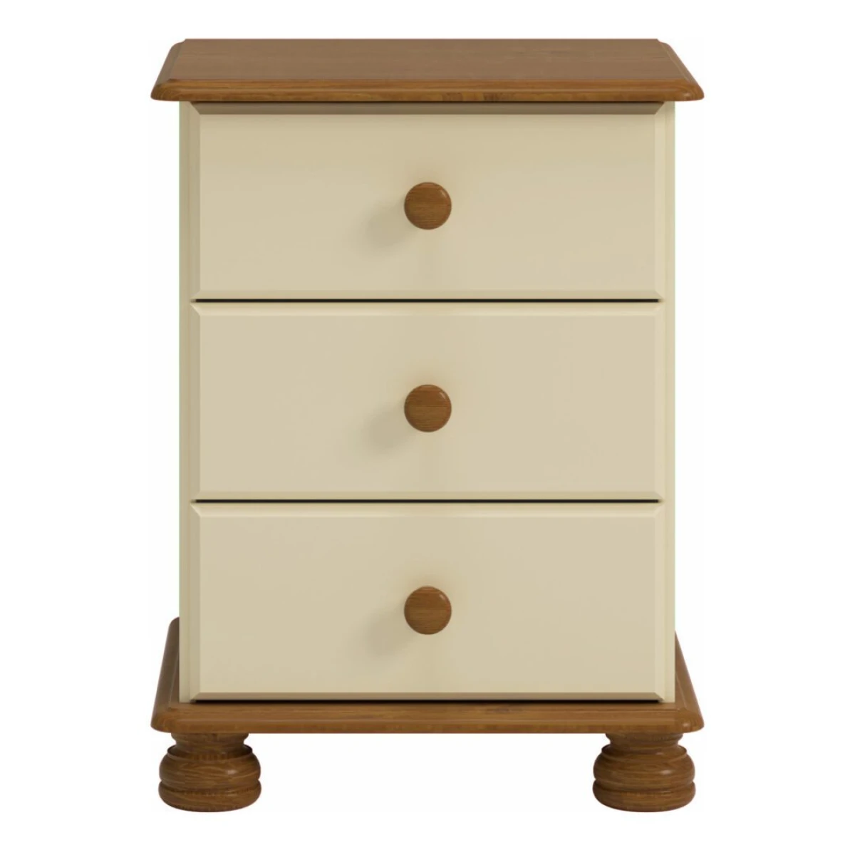 Avenue 3 Drawer Bedside Cream & Pine