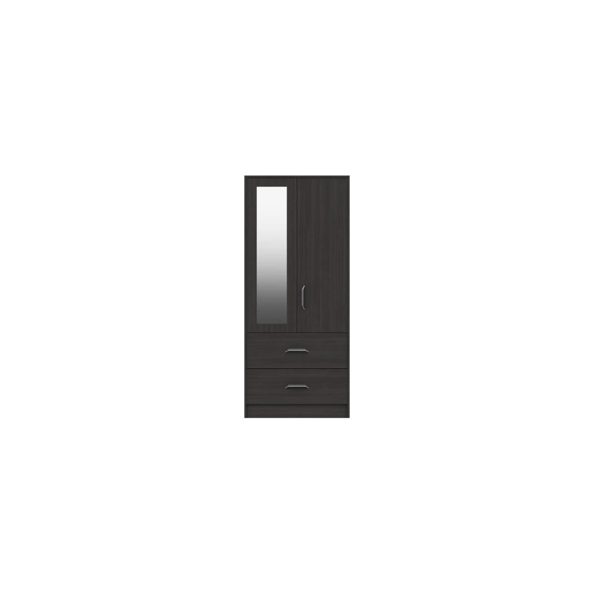 Marianne Two Door Mirror Wardrobe Drawers - Anthracite Oak