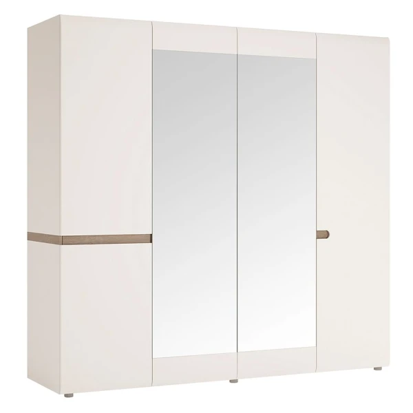 Seals Four Door Mirror Wardrobe - Shelving Hanging Area