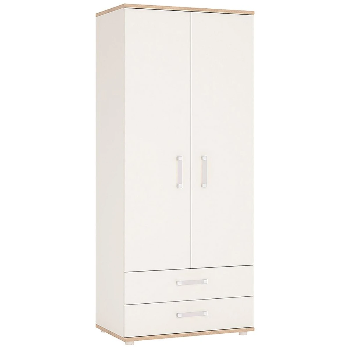 Kiddie Two Doors Two Drawer Bedroom Wardrobe Opalino Handles