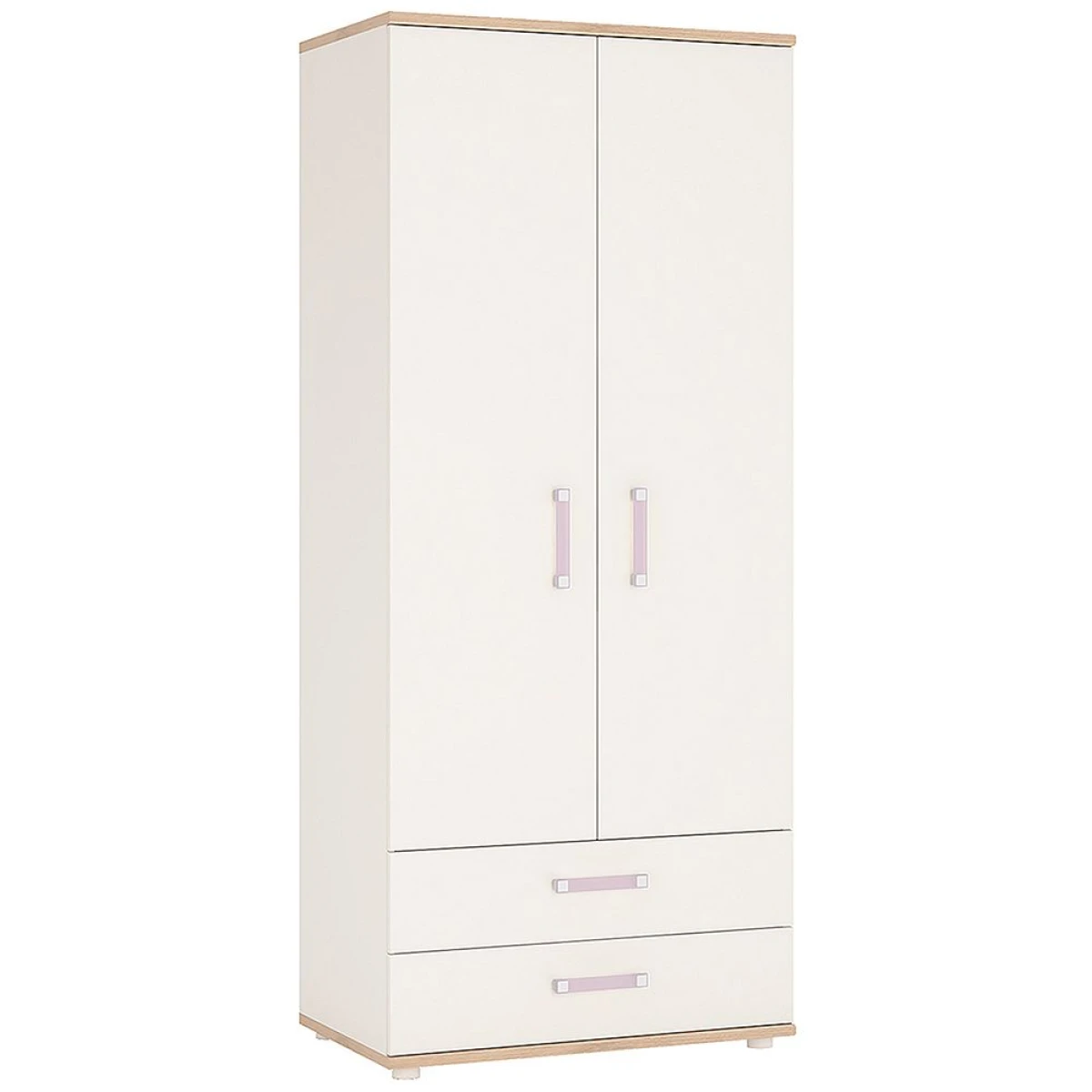 Kiddie Two Doors Two Drawers Bedroom Wardrobe Lilac Handles