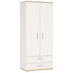 Kiddie Two Doors Two Drawers Bedroom Wardrobe Lilac Handles