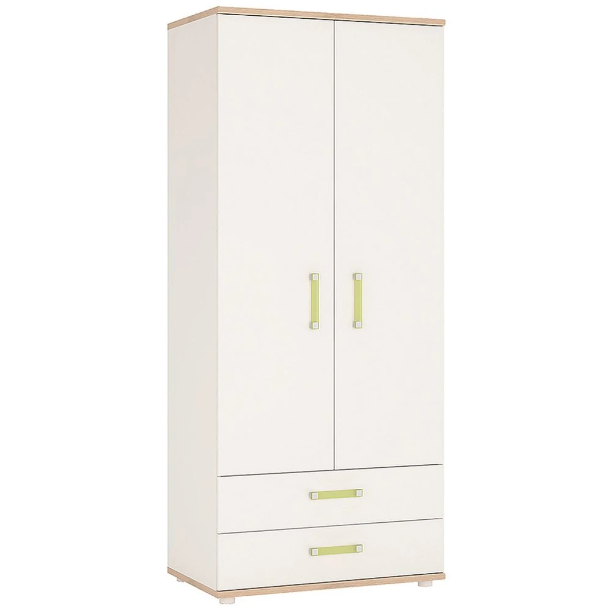 Kiddie Two Doors Two Drawers Bedroom Wardrobe Lemon Handles