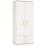 Kiddie Two Doors Two Drawers Bedroom Wardrobe Lemon Handles