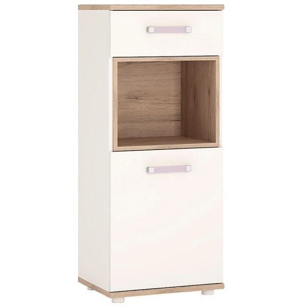 Kiddie 1 Door 1 Drawer Narrow Cabinet Lilac Handles