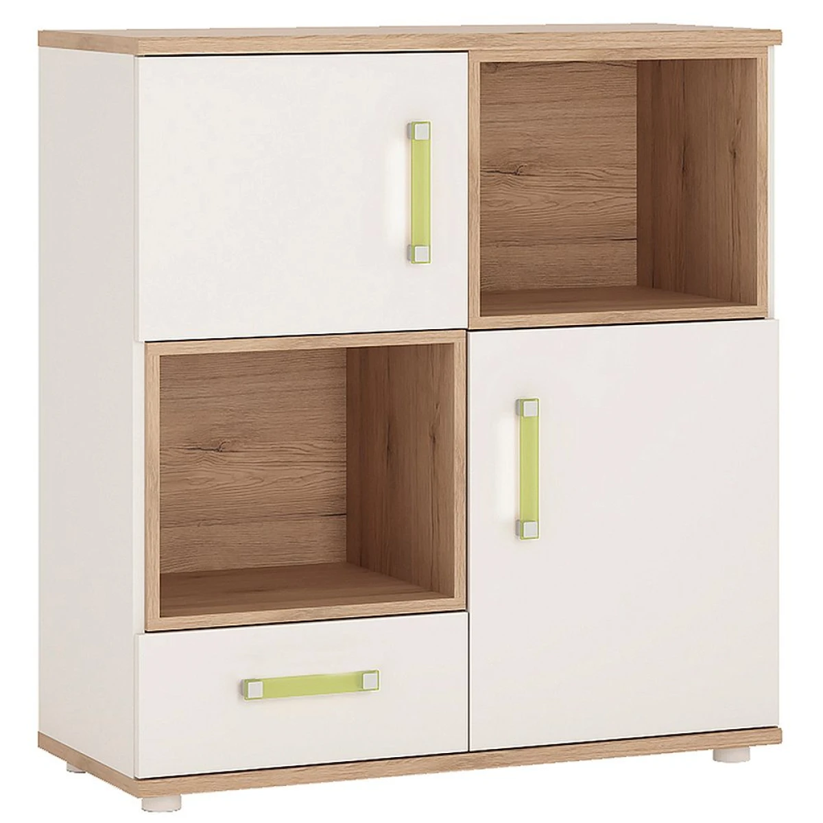 Kiddie 2 Door 1 Drawer Cabinet 2 open shelves Lemon