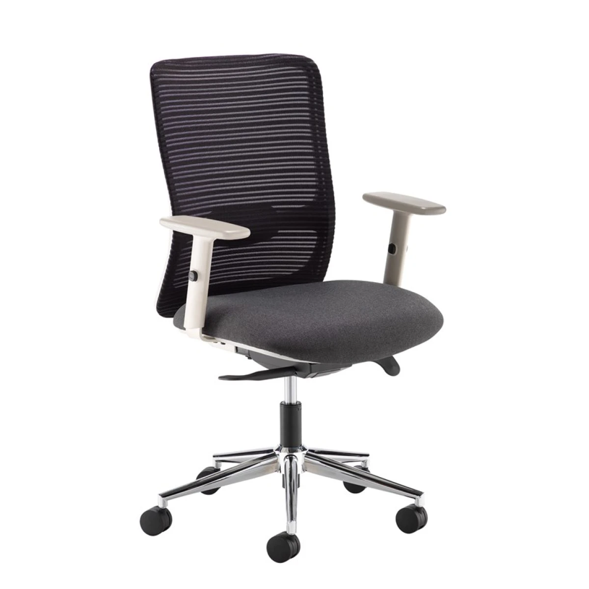 Pacifica mesh operator chair black fabric grey frame chrome base