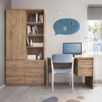Alivieri 1 Door 1 Drawer Twin Pedestal Desk In Oak - Image 3