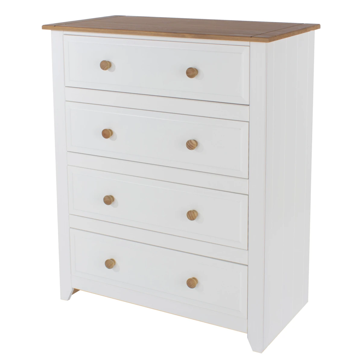 Shelton Pine White 4 Drawer Wide Chest