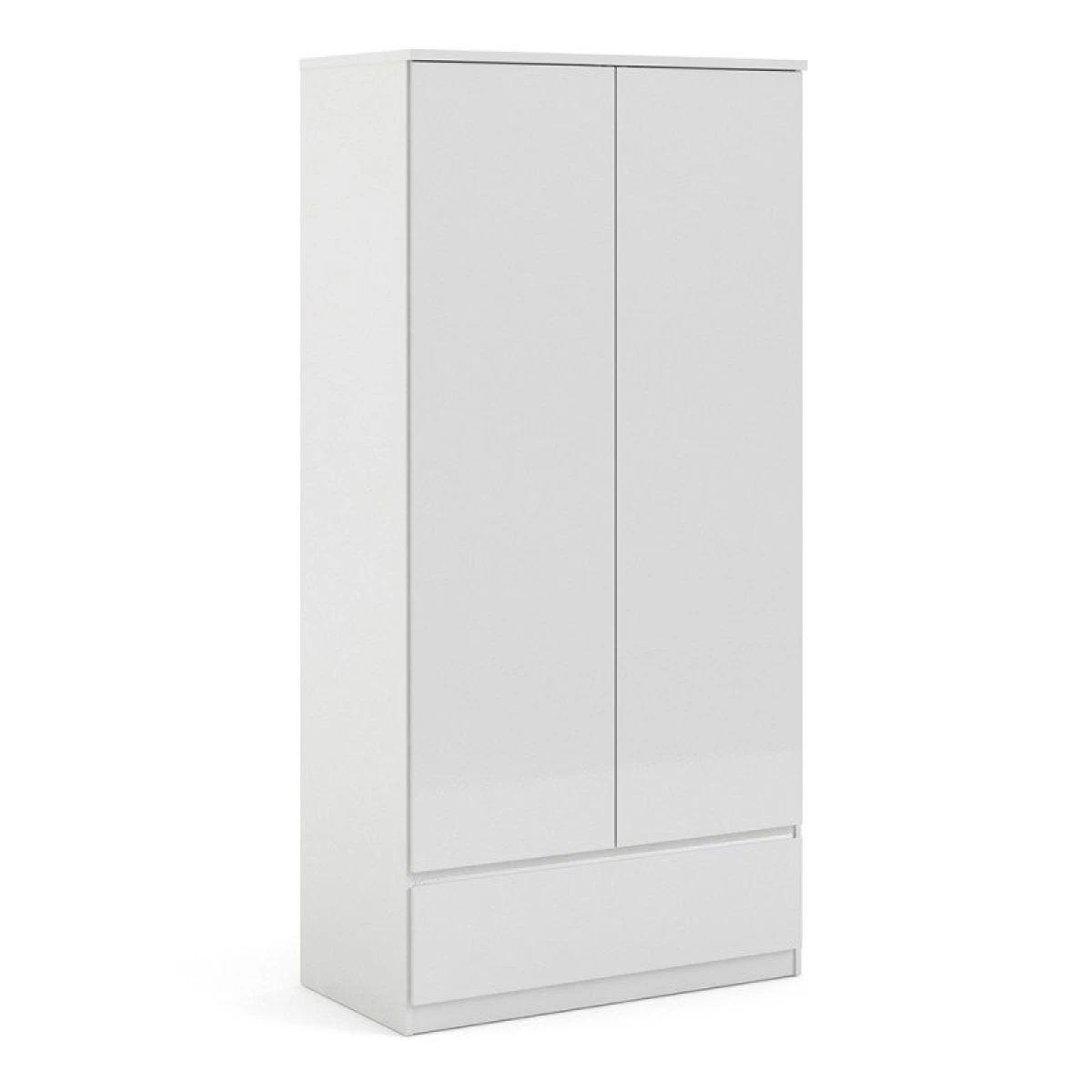 Taia Wardrobe With 2 Doors + 1 Drawer In White High Gloss