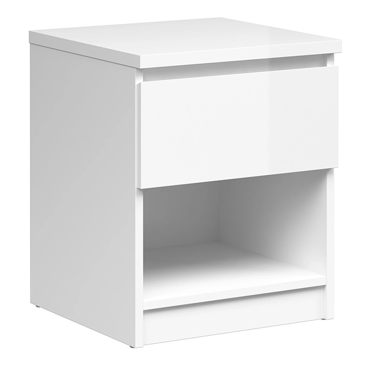 Saian Bedside - 1 Drawer 1 Shelf In White High Gloss.