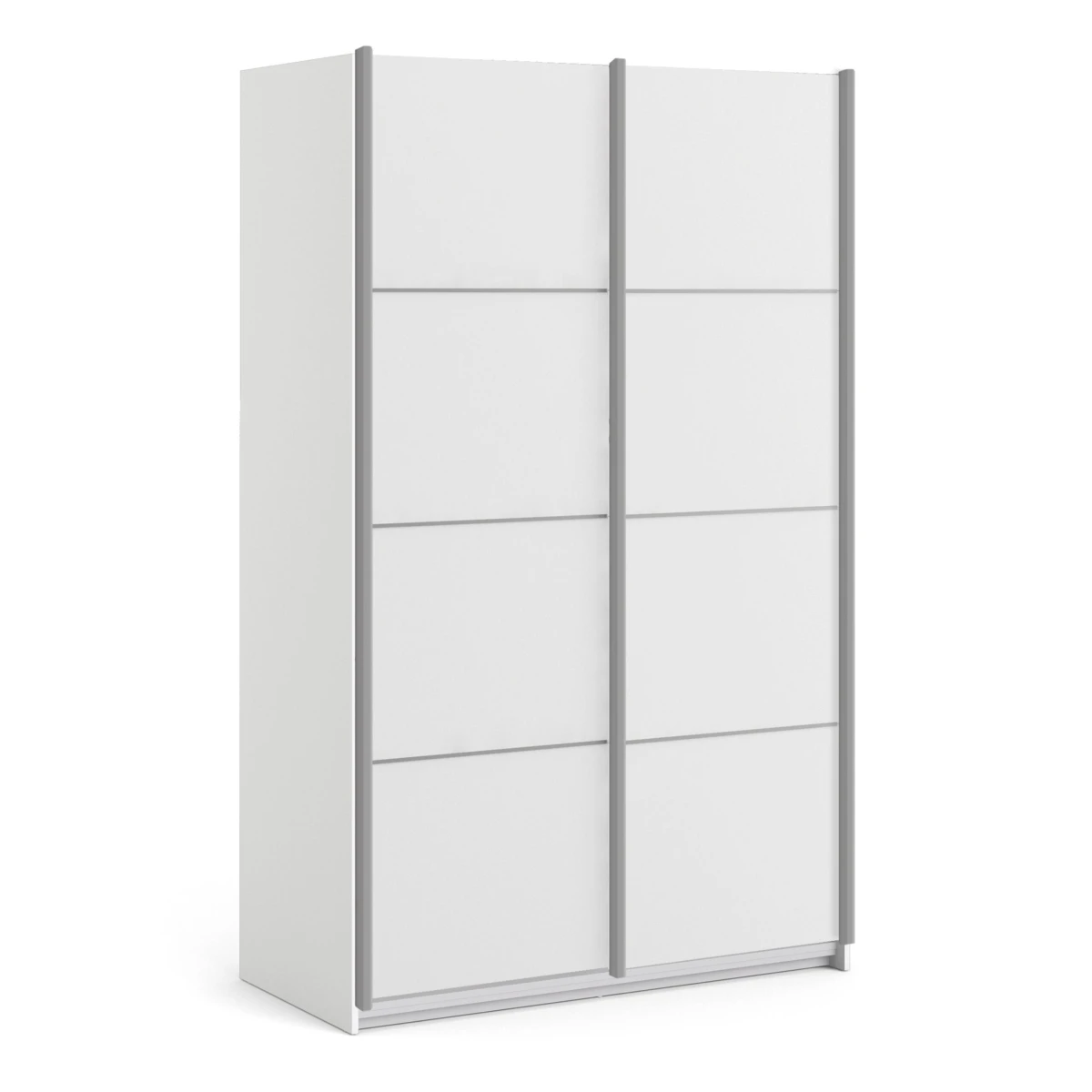 Phillipe White Sliding Wardrobe 120cm - White Doors - Two Shelves