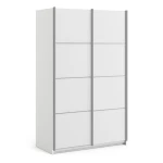 Phillipe White Sliding Wardrobe 120cm - White Doors - Two Shelves