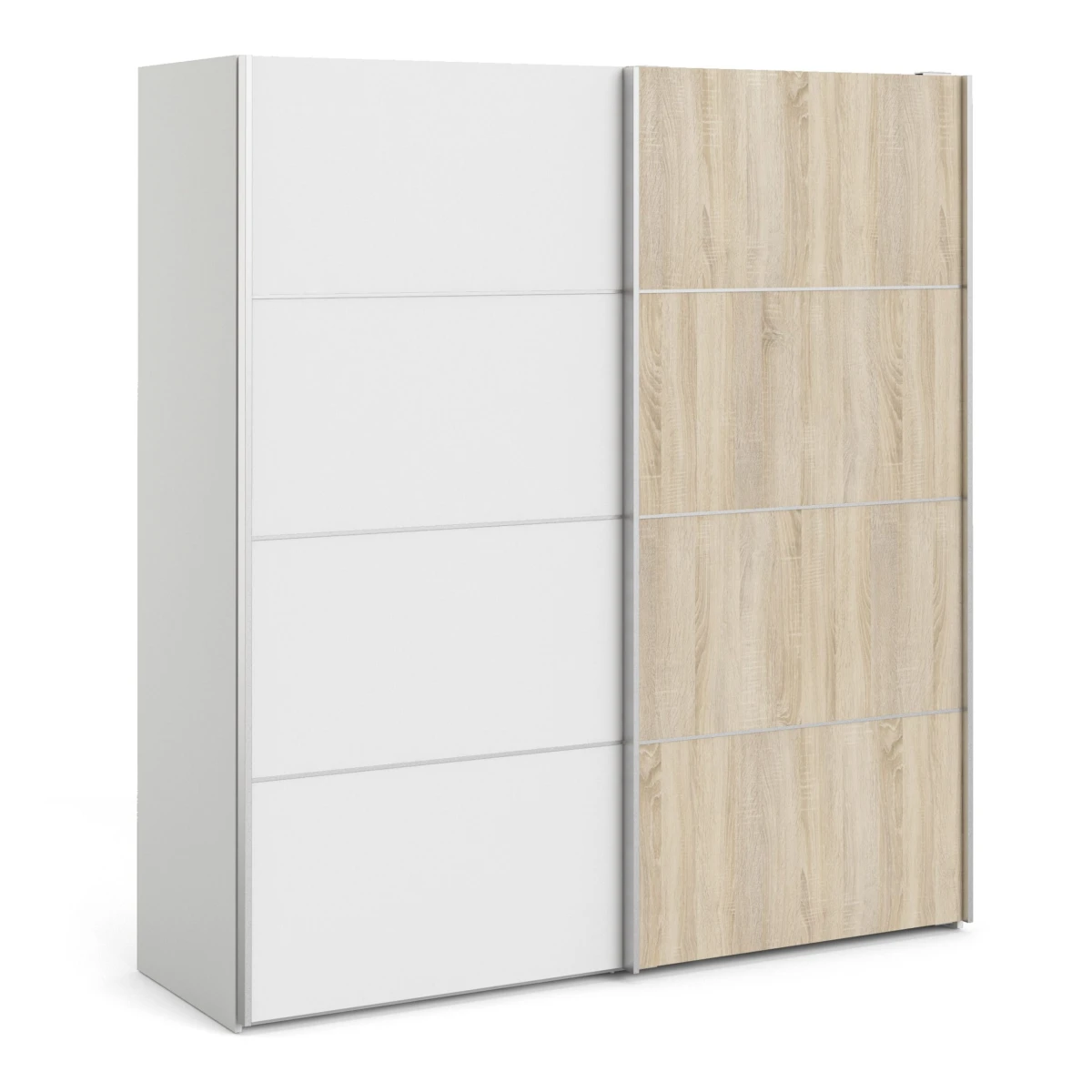 Phillipe Wardrobe White White Oak Doors Five Shelves