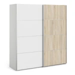 Phillipe Wardrobe White White Oak Doors Five Shelves