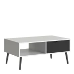 Solo Coffee Table 1 Drawer 1 Shelf In White Black Matt