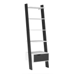 Solo Leaning Bookcase 1 Drawer In White Black Matt