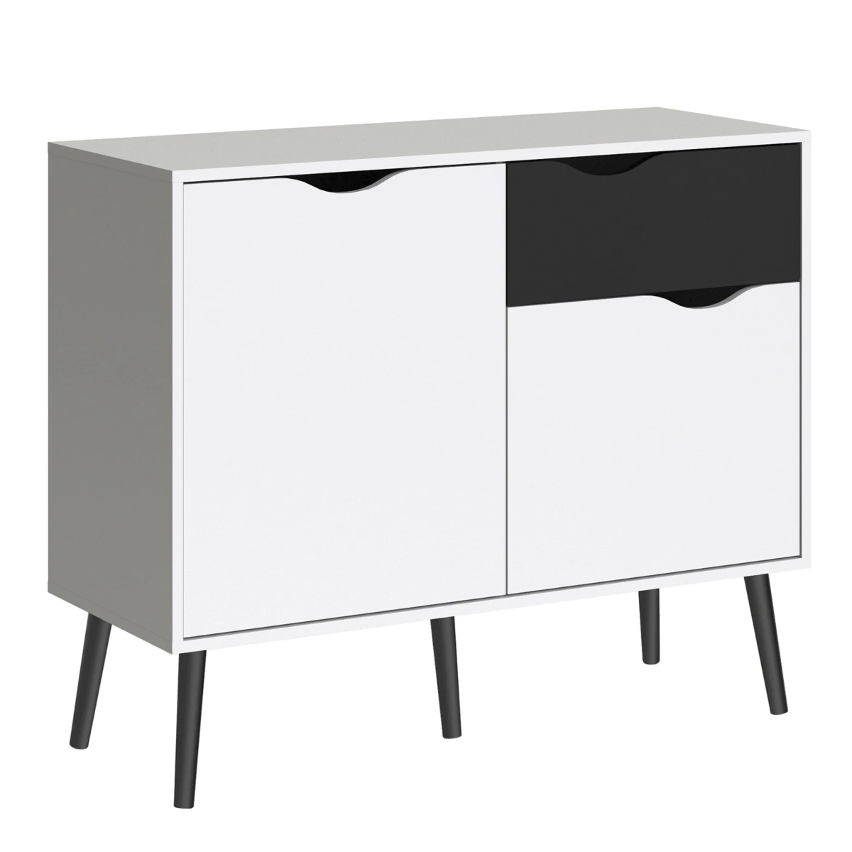 Solo Sideboard - Small - 1 Drawer 2 Doors In White Black Matt