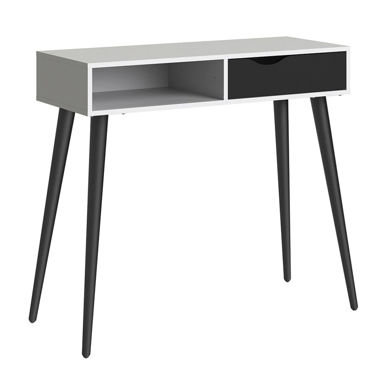 Solo Console Table 1 Drawer 1 Shelf in White Black Matt