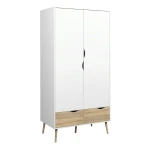 Solo Wardrobe 2 Doors 2 Drawers In White Oak