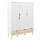 Solo Wardrobe - 3 Doors 3 Drawers In White Oak