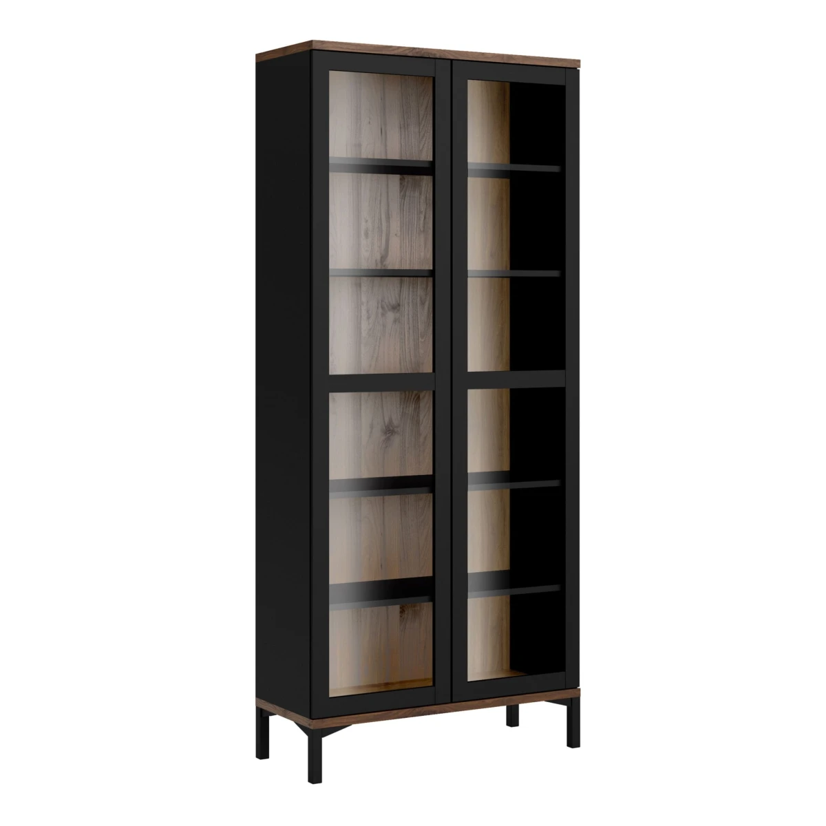 Ramen Display Cabinet Glazed 2 Doors In Black Walnut