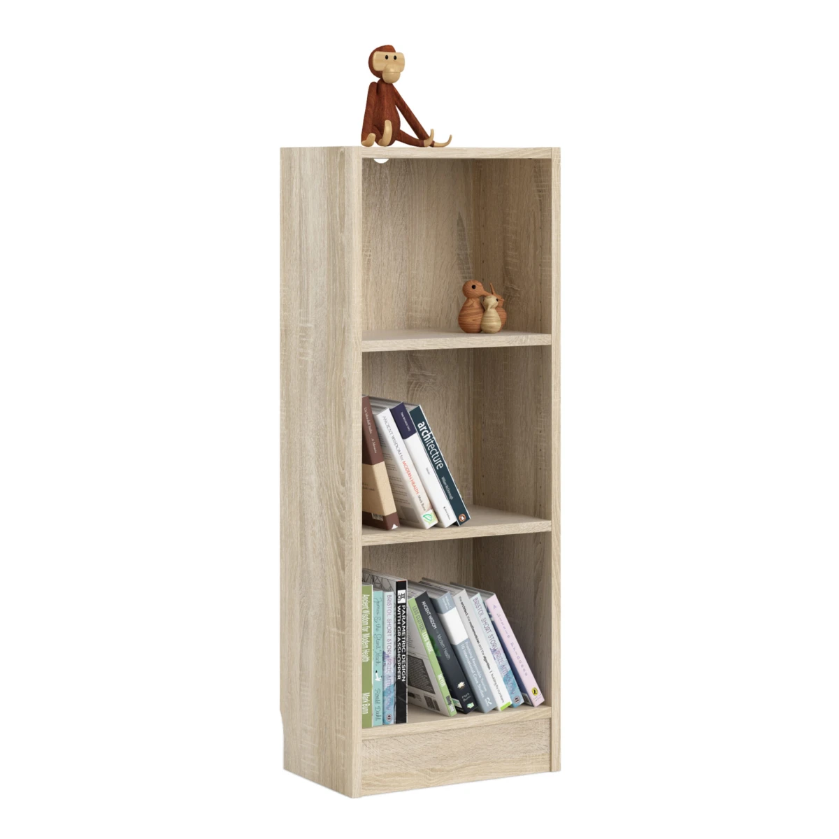 Duday Low Narrow Bookcase (2 Shelves) In Oak