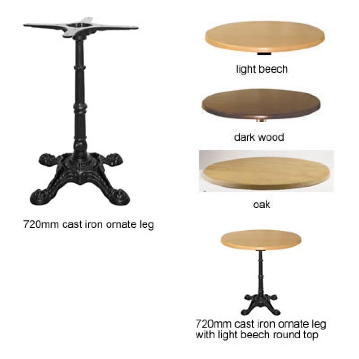 Ornal Height Cast Iron Table Ornate Leg Design - Wenge