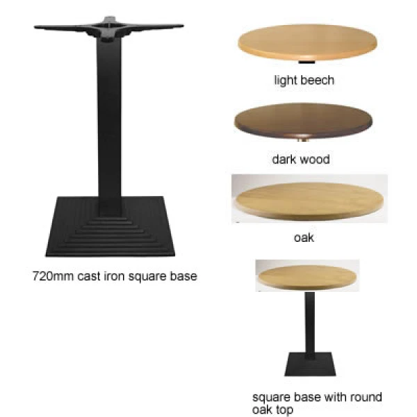 Stopey Round Table Square Cast Iron Base - Wenge - 80 Cm