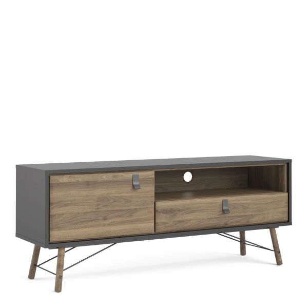 Effy Black TV Unit Brown Doors 1 Door 1 Drawer