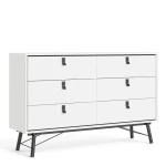 Sny Wide Double Chest Of Drawers 6 Drawers In Matt White