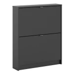 Shoe Cabinet With 2 Tilting Doors And 1 Layer Matt Black