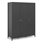 Bartikan Wardrobe with 3 Doors in Matt Black