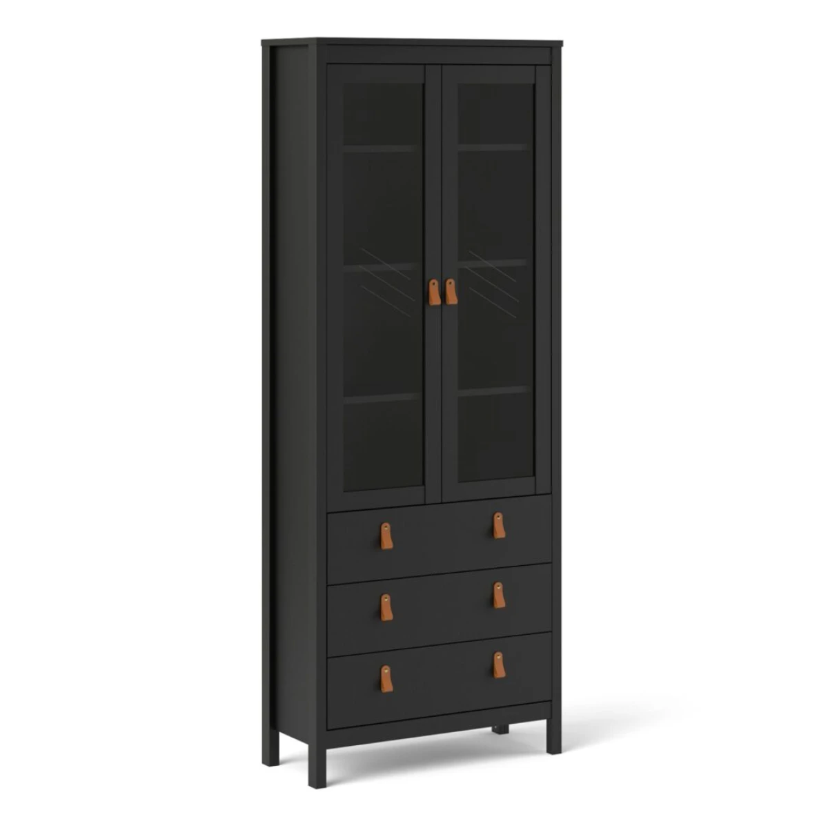 Bartikan China Cabinet 2 Doors W/gGass + 3 Drawers in Matt Black