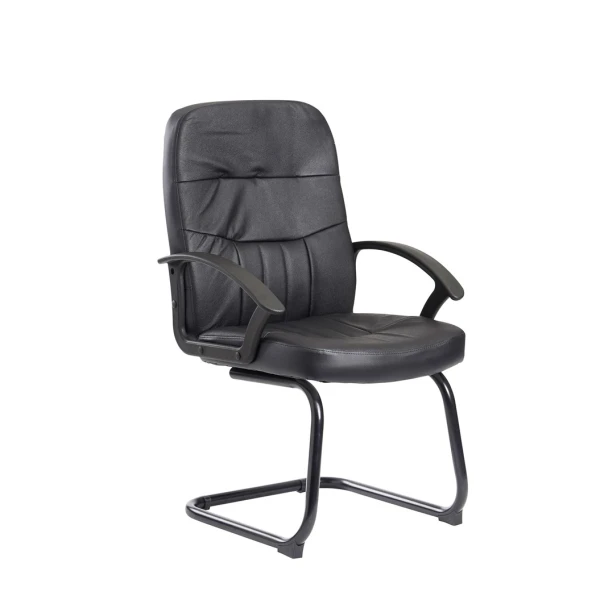 Cava executive Visitors chair - black leather faced