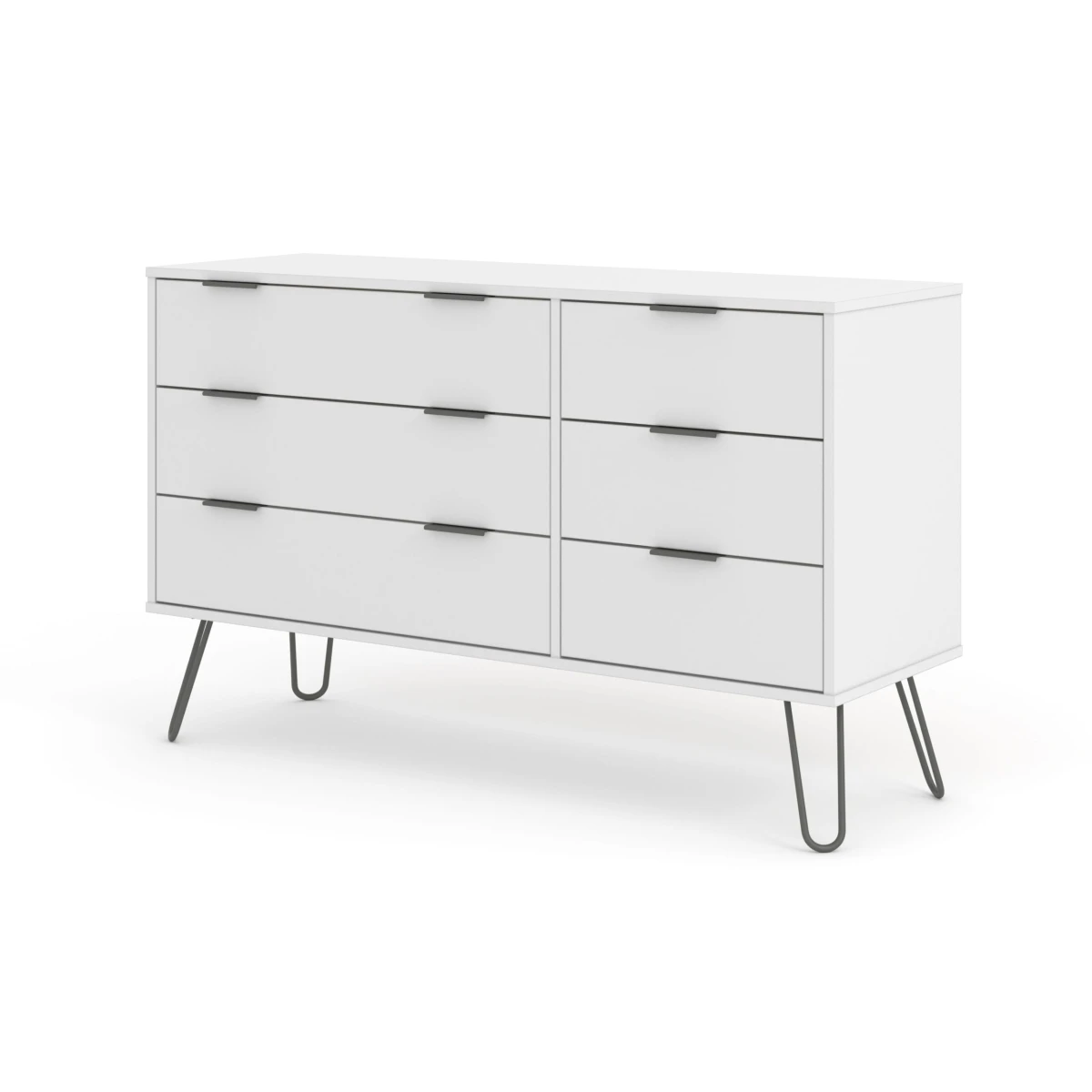 Augustine White 3+3 Drawer Wide Chest Of Drawers