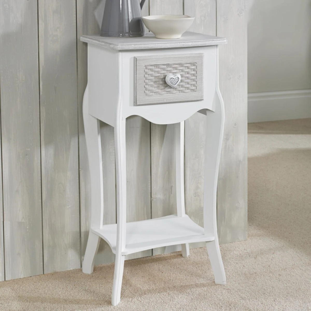 Dally 1 Drawer Bedside White-Grey