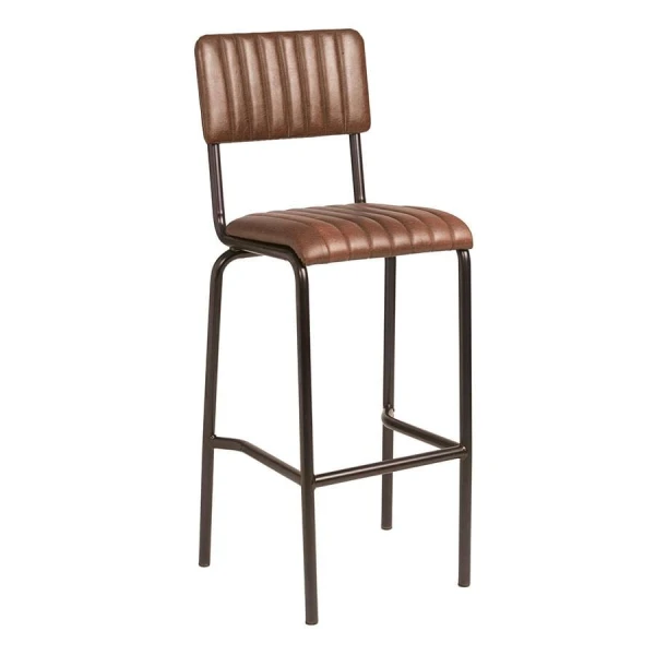 Creme Bar Stool - Ribbed - Lascari - Brown