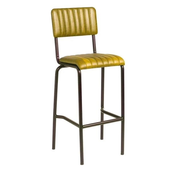 Creme Bar Stool - Ribbed - Lascari - Gold