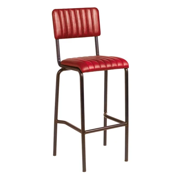 Creme Bar Stool - Ribbed - Lascari - Red