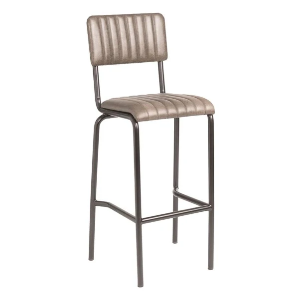 Creme Bar Stool - Ribbed- Lascari Silver