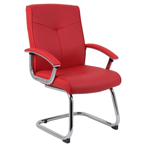 Grexikon Red Leather Faced Visitor Office Chair Arms