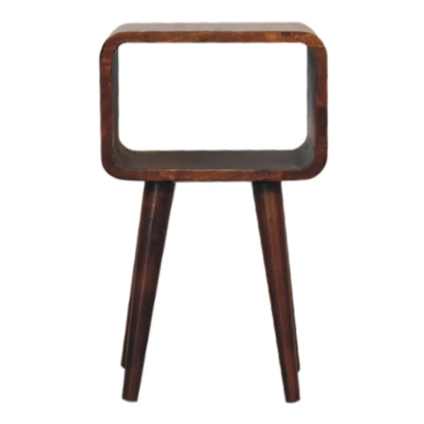 Mini Chestnut Curved Open Bedside Table