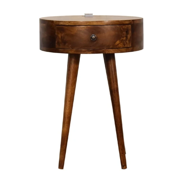 Single Chestnut Rounded Bedside Table with Reading Light