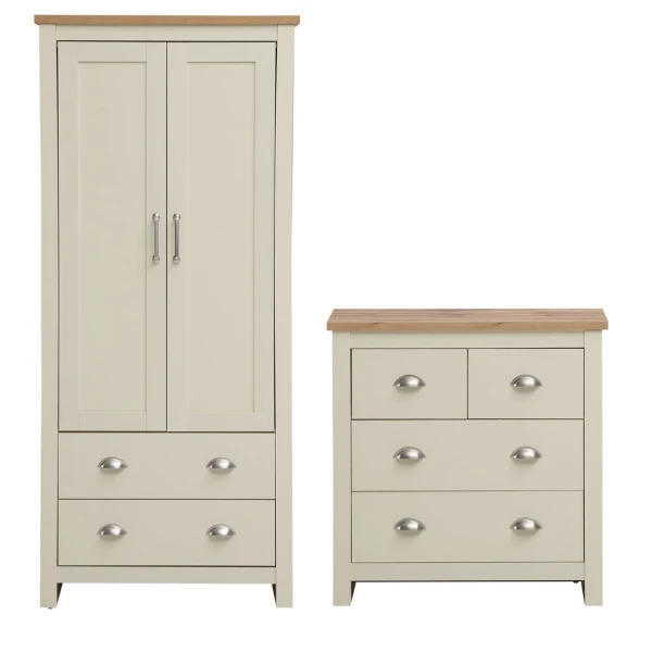 Cisnon Cream 2 Piece Set (2 Door Wardrobe