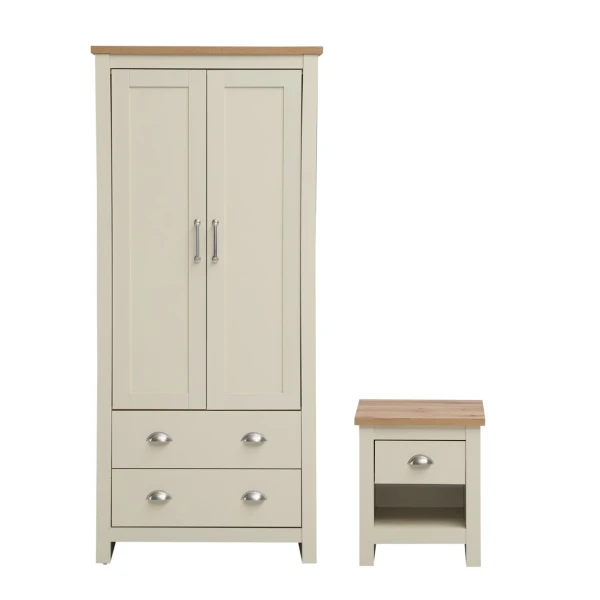 Cisnon Cream 2 Piece Set (2 Door Wardrobe