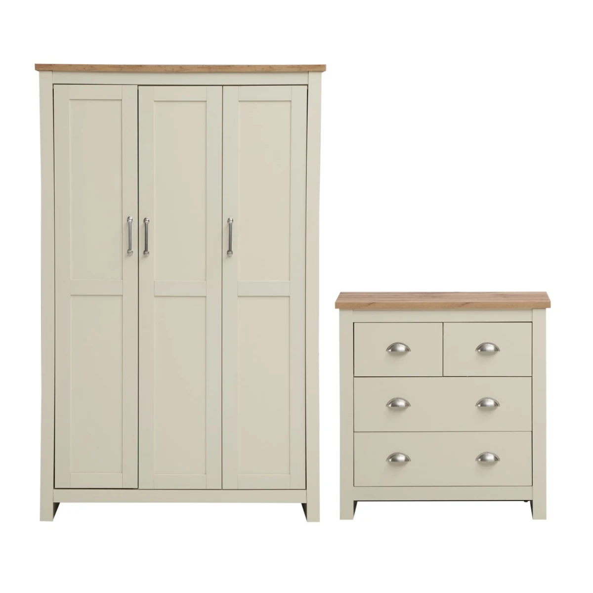 Cisnon Cream 2 Piece Set (3 Door Wardrobe