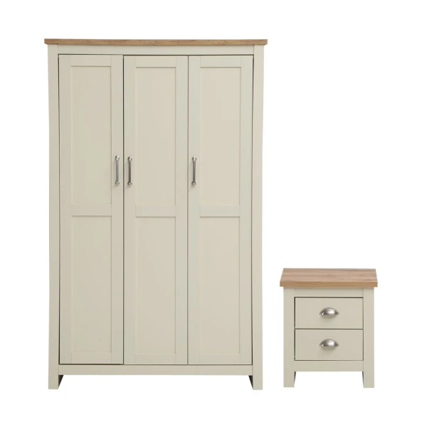 Cisnon Cream 2 Piece Set (3 Door Wardrobe