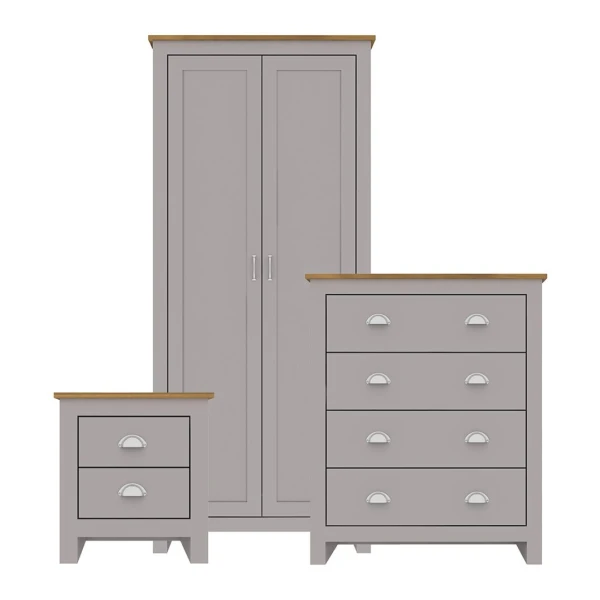 Recanner Bedroom Set Wardrobe Chest Grey-Oak