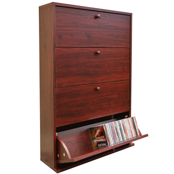 Wave CD Storage Cupboard - Mahogany Wood Effect